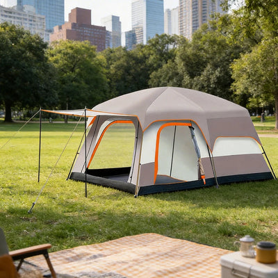 New Camping Tent Outdoor 2-4 Person/3-4 Person Family Tent Waterproof Windproof One Bedroom Sunshade Tent Outdoor Backpacking Equipment Solmar