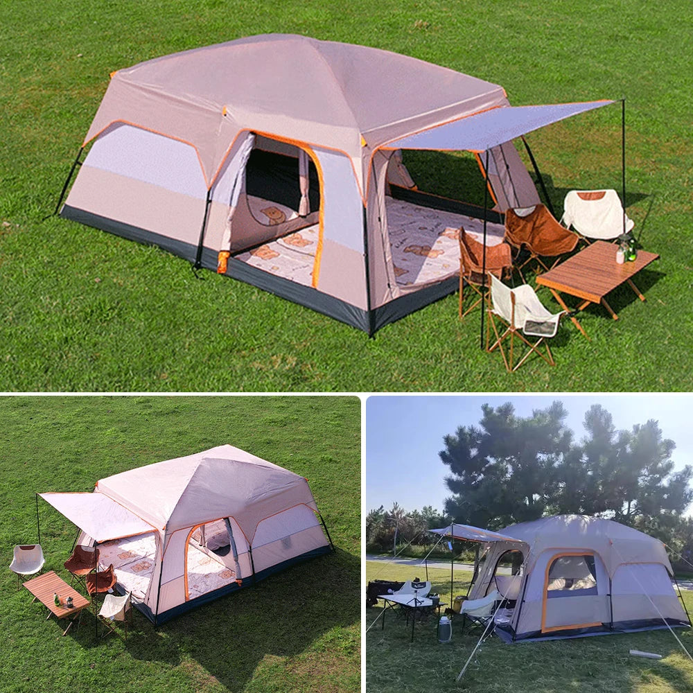 New Camping Tent Outdoor 2-4 Person/3-4 Person Family Tent Waterproof Windproof One Bedroom Sunshade Tent Outdoor Backpacking Equipment Solmar