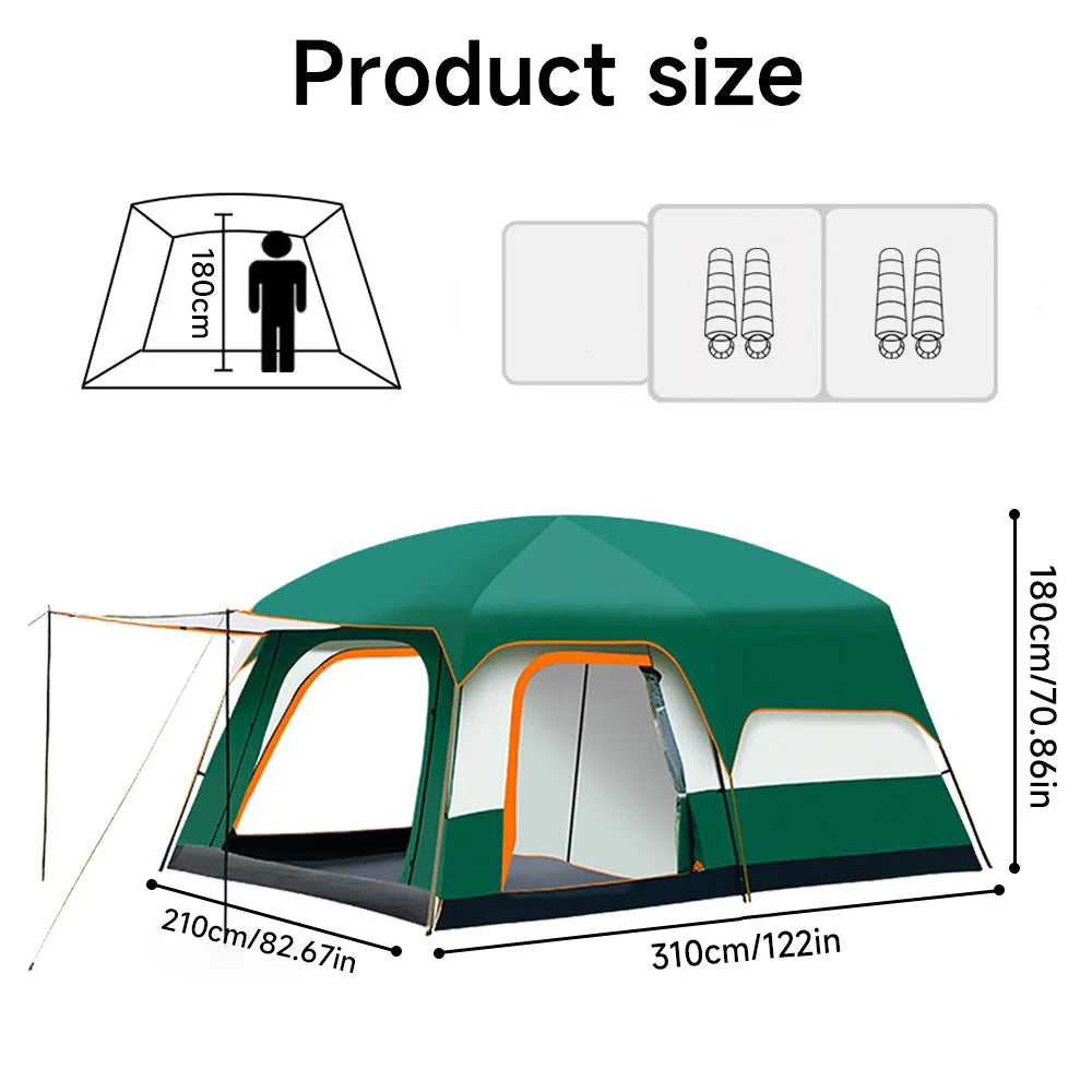 New Camping Tent Outdoor 2-4 Person/3-4 Person Family Tent Waterproof Windproof One Bedroom Sunshade Tent Outdoor Backpacking Equipment Solmar