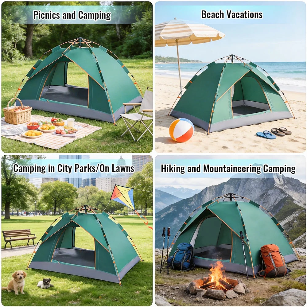 2 Person Camping Tent Quick Setup Pop Up Tent Waterproof Instant Tent UV Protection Outdoor Tent Double Layer Foldable Lightweight Outdoor Dome Tent For Picnic Fishing Camping Solmar