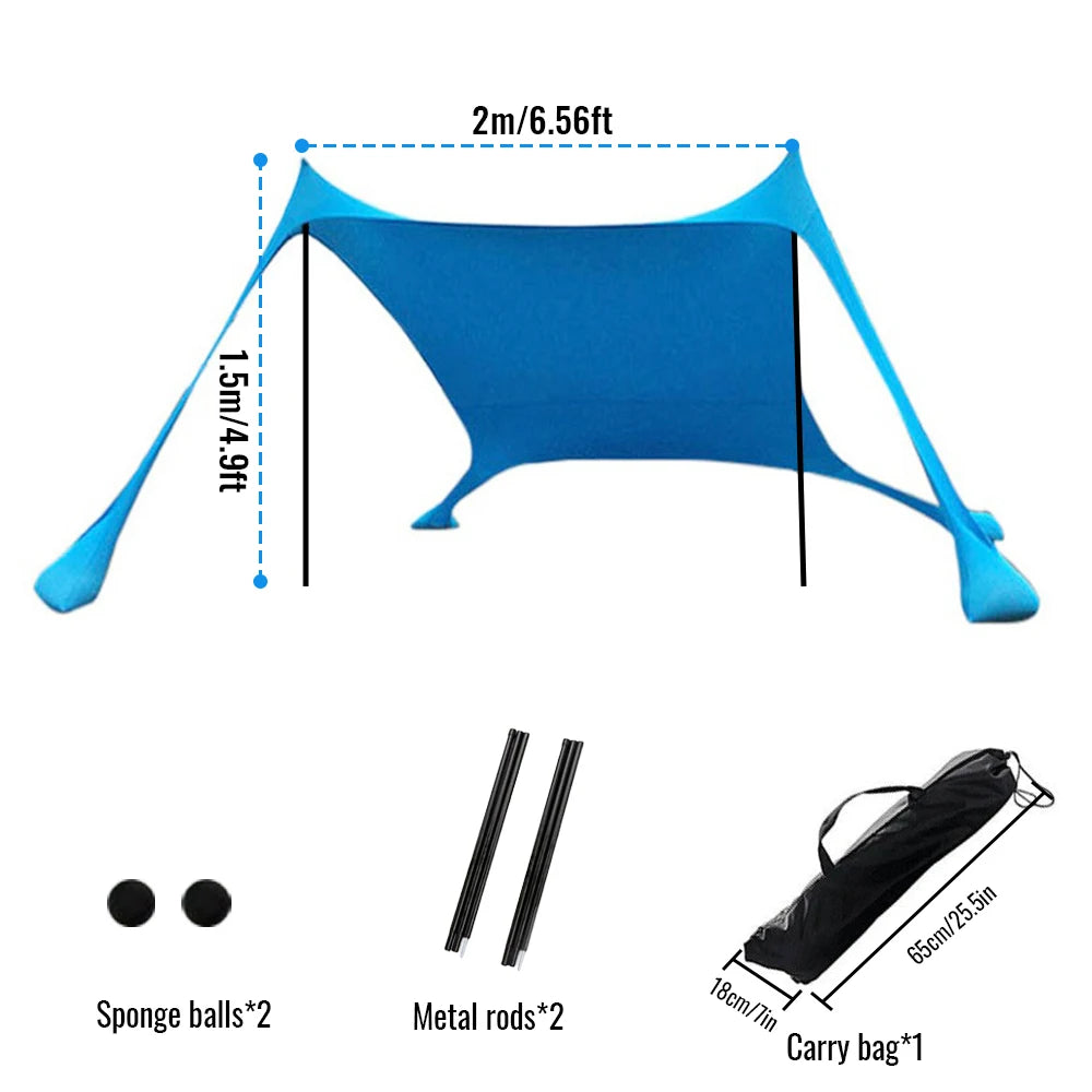 2M/3M Outdoor Beach Tent Portable Camping Sun Shelter One-Piece Beach Canopy Sun Protection UPF50+ Ultra Light Wind Resistant Solmar