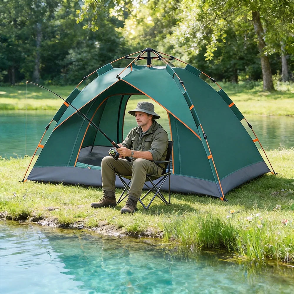2 Person Camping Tent Quick Setup Pop Up Tent Waterproof Instant Tent UV Protection Outdoor Tent Double Layer Foldable Lightweight Outdoor Dome Tent For Picnic Fishing Camping Solmar