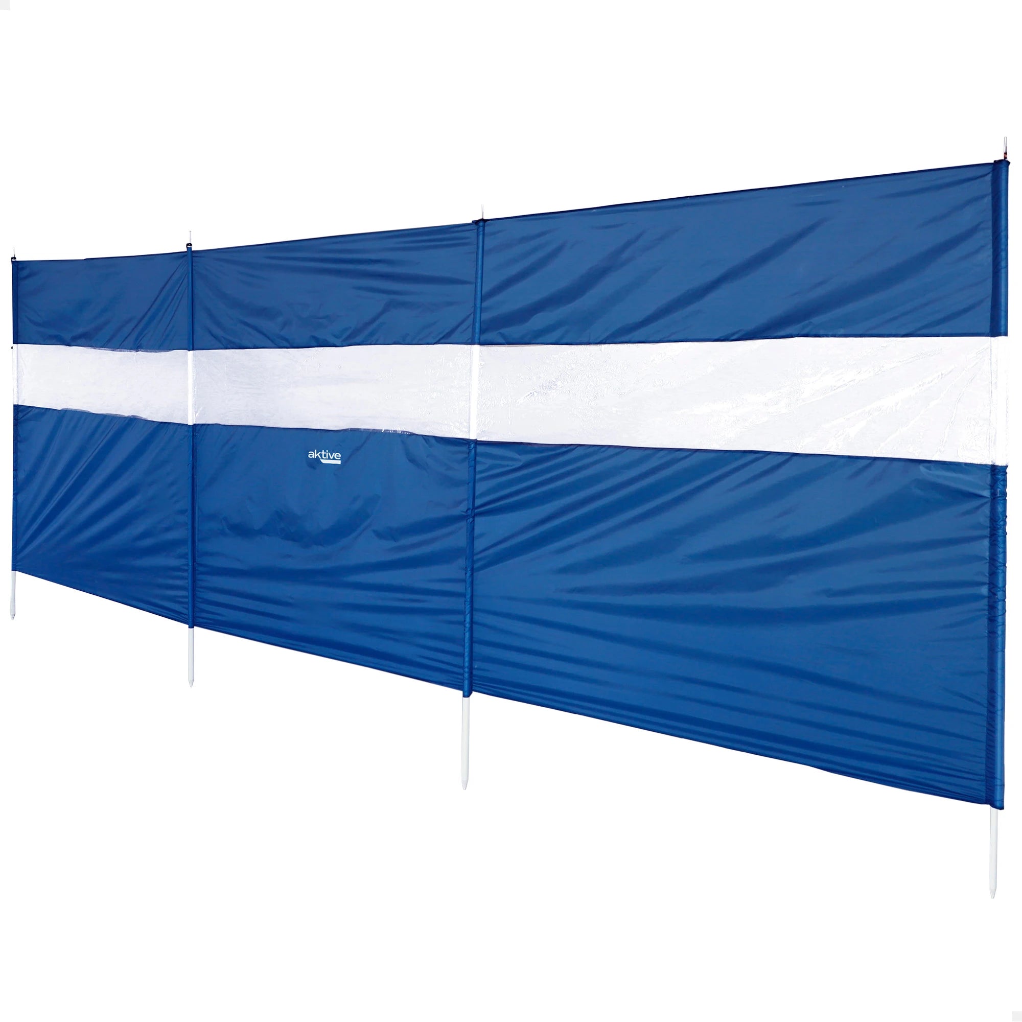 Aktive 440x130 cm Blue Color PVC Panoramic Window Polyester Fabric Steel Frame 4 Rods Carrying Cover With Handle Foldable Beach Windbreaker Solmar