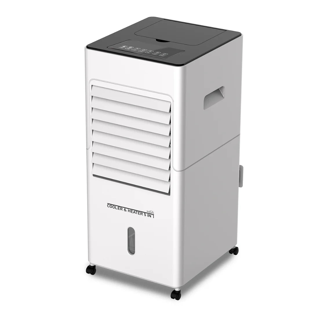 Starlyf Cooler & Heater 5 in 1, portable air conditioner and purifier with 2000W heating, 6L water tank, 3 speeds, remote control, and timer for year-round comfort. Ideal for cooling and heating any room efficiently. Solmar