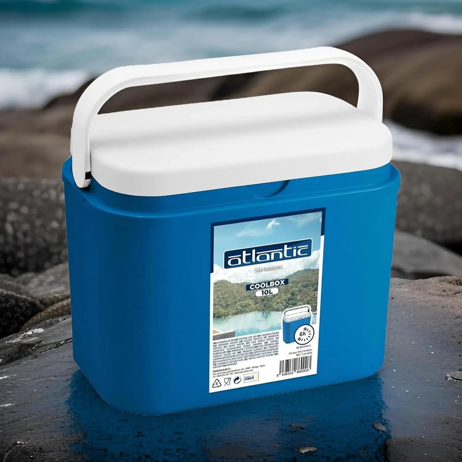 Atlantic - thermal portable refrigerator capacity 10l/18l/24l/30l - resistant polypropylene cool box - ideal for camping, beach, garden, barbecues and swimming pool. Available in 3 colors: blue, lilac and eucalyptus. Solmar