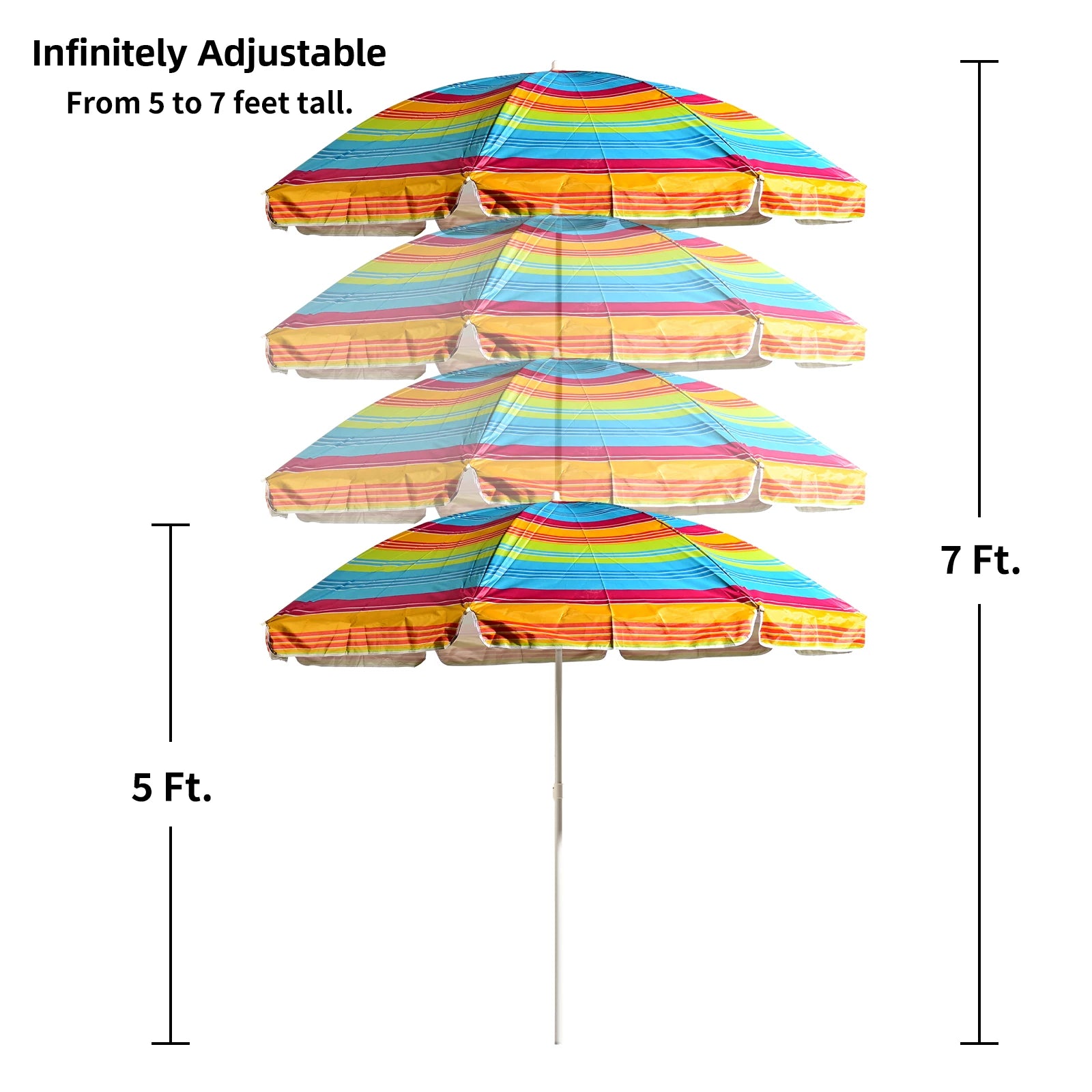 S7 STAR Multicolor Beach Umbrella, large and lightweight with UV 50 protection, ideal for outdoor use, perfect for beach and garden settings. Solmar