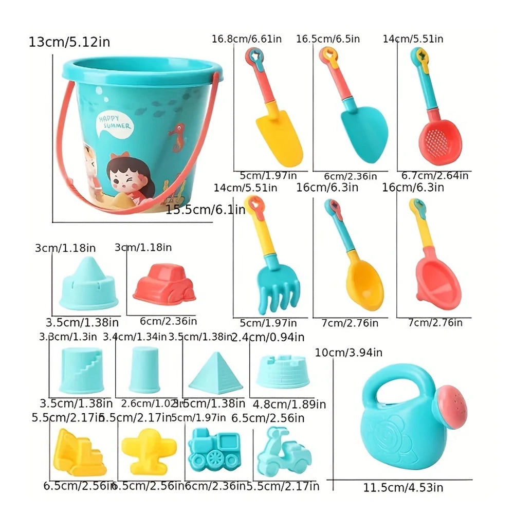 18PCS Beach Sand Toy Set, Durable Plastic, Summer Pool Beach Game Set, Outdoor Sand Play Tools For Boys And Girls, Great Holiday Solmar