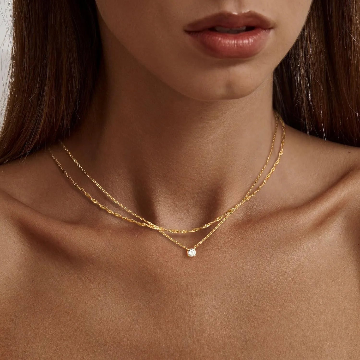 Diamond Necklaces for Women K Gold/Sterling Silver Choker Necklace Simple Gold Plated Jewelry Necklaces for Women Gifts Solmar