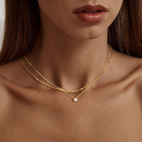 Diamond Necklaces for Women K Gold/Sterling Silver Choker Necklace Simple Gold Plated Jewelry Necklaces for Women Gifts Solmar