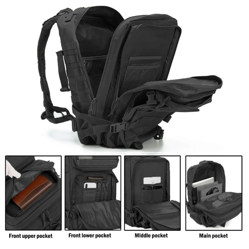 Tactical 45L Backpack Molle Assault Pack 3 Day Bug Out Bag for Hiking Camping Fitness Daily Work Solmar