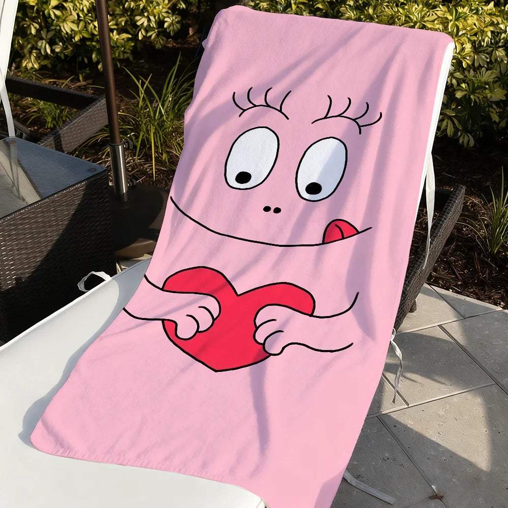 Cute B-Barbapapa Cartoon Towel Soft Pool Gift For Travel Gym Shower Camping Quick Dry Sports Large Beach Towel Solmar