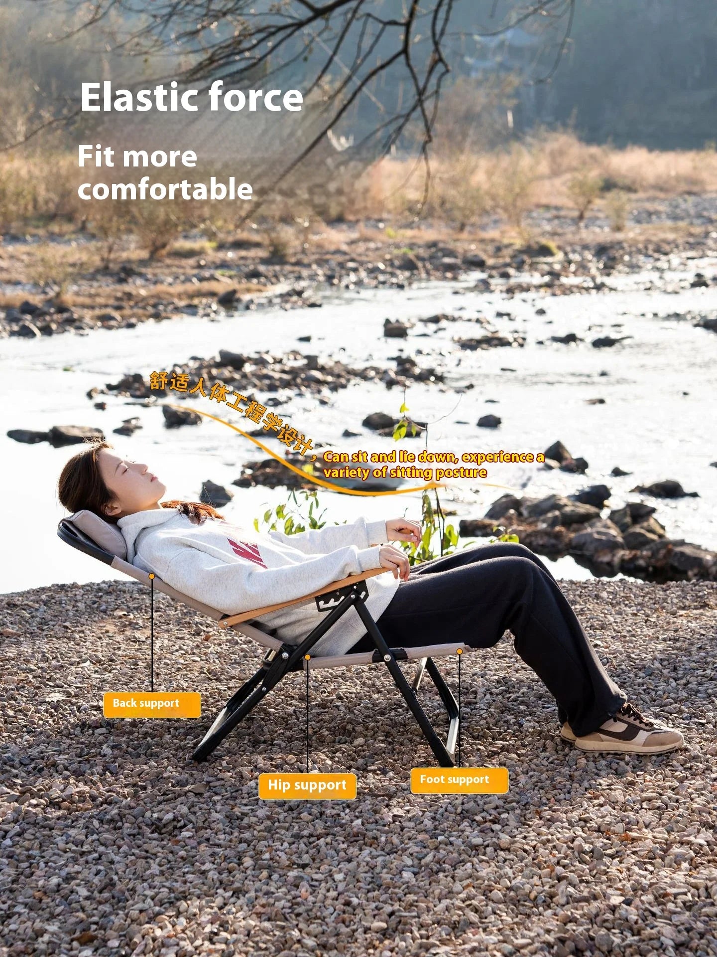 Outdoor Folding Chair Picnic Camping Chair Portable Fishing Beach Chair Oxford Cloth Carbon Steel Bracket Integrated Design Solmar
