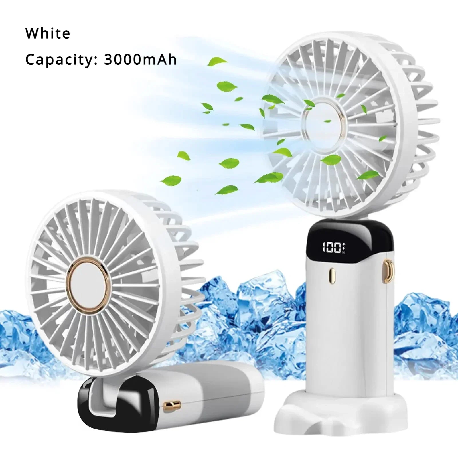 5000mAh Portable Fan Rechargeable 90° Foldable 5 Speed Mini Air Conditioner Small Fan Air Cooler with LED Digital Display Solmar