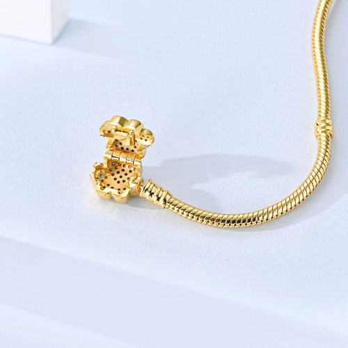 Original 925 Sterling Silver Golden Pet Paw Zircon 17-20 CM Bracelet Fit Original Charms Bead Pendant For Women DIY Jewelry Gift Solmar