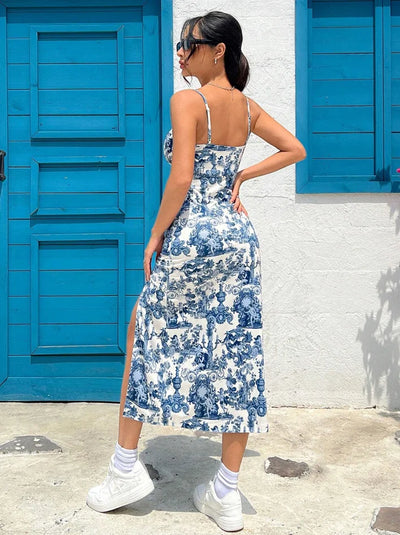 Fall 2025 Long Dress Strapless Wrap Chest High Slit Daisy Leopard Print Wrap around Skirt Maxi Dress Solmar