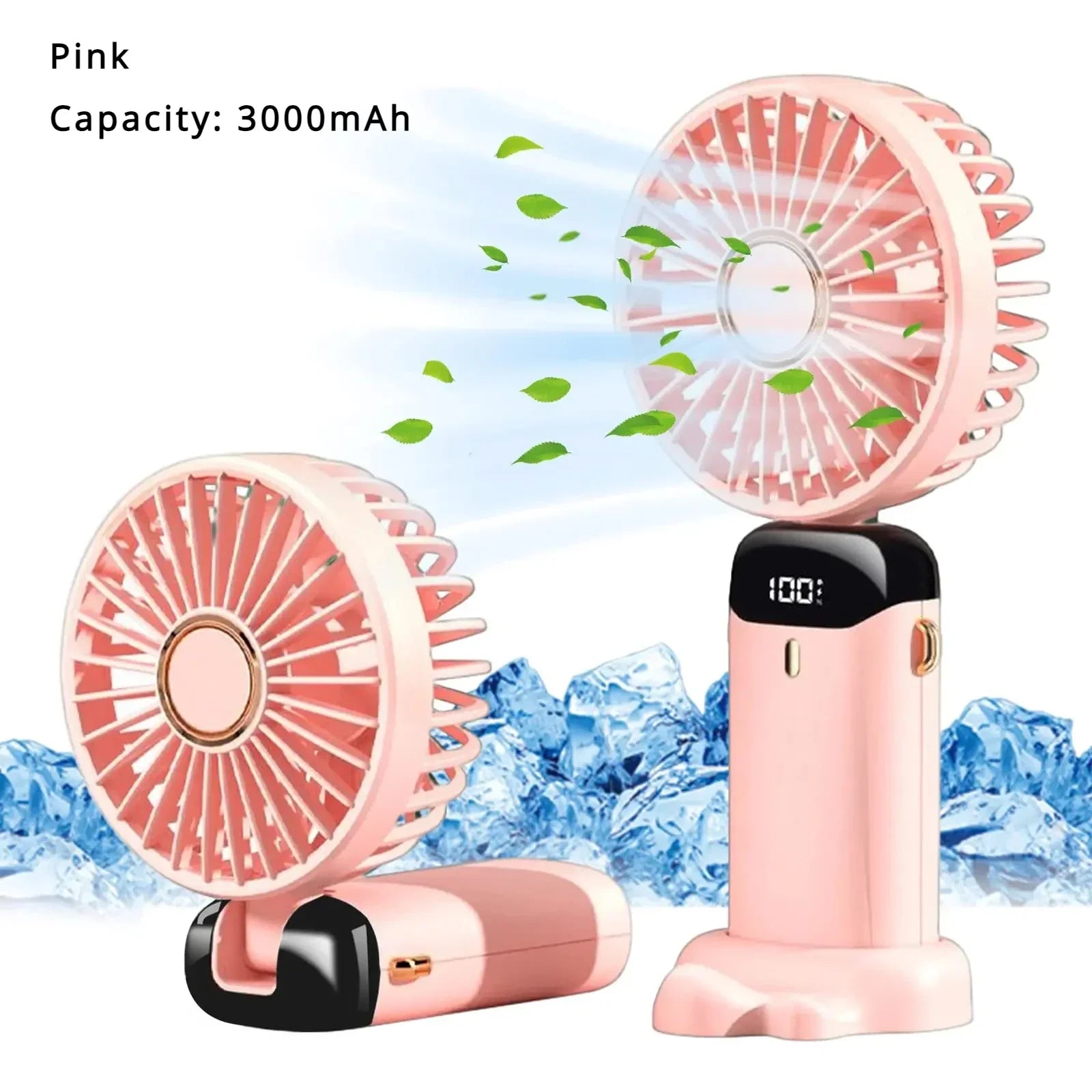5000mAh Portable Fan Rechargeable 90° Foldable 5 Speed Mini Air Conditioner Small Fan Air Cooler with LED Digital Display Solmar