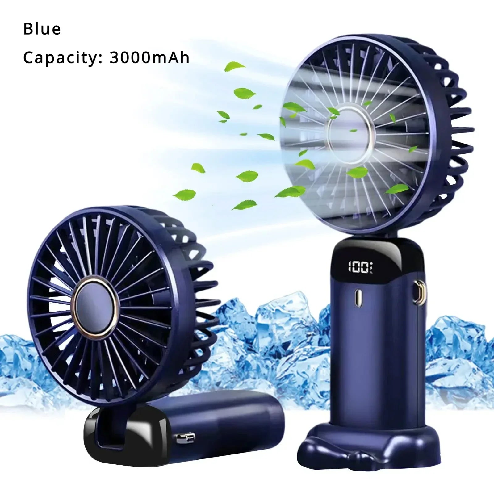 5000mAh Portable Fan Rechargeable 90° Foldable 5 Speed Mini Air Conditioner Small Fan Air Cooler with LED Digital Display Solmar