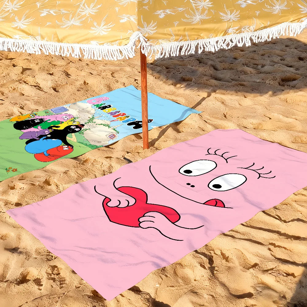 Cute B-Barbapapa Cartoon Towel Soft Pool Gift For Travel Gym Shower Camping Quick Dry Sports Large Beach Towel Solmar