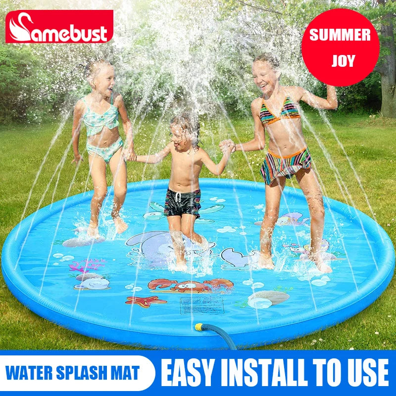 Children Play Spray Mat 100/170cm Beach Inflatable Water Sprinkler Pad Outdoor Game Toy Lawn Swimming Pool Mat Kids Toys Solmar