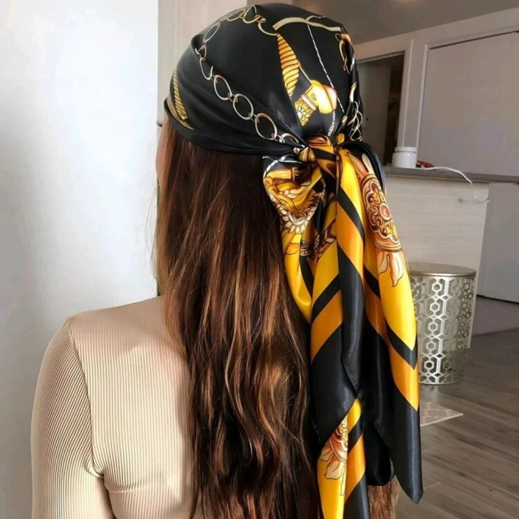 Silk Hair Scarf Scarftop Women Summer Satin Headscarf Foulard Bandana Cheveux Soft Neckerchief Hijab For Ladies Solmar