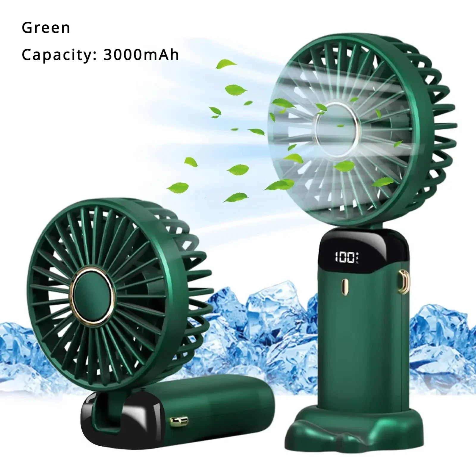 5000mAh Portable Fan Rechargeable 90° Foldable 5 Speed Mini Air Conditioner Small Fan Air Cooler with LED Digital Display Solmar