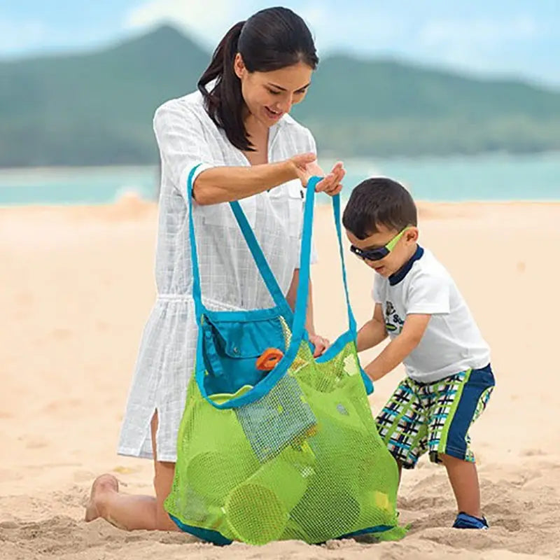 Children Sand Away Protable Mesh Bag Kids Bath Toys Storage Bags Swimming Large Beach Bag for Towels Women Cosmetic Makeup Bag Solmar