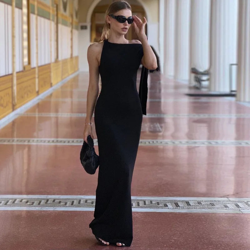 New Women Fashion Solid O-Neck Sleeveless Patchwork Sexy Bodycon Maxi Prom Dress Summer Women Clothes Party Festival Club Y2K Solmar