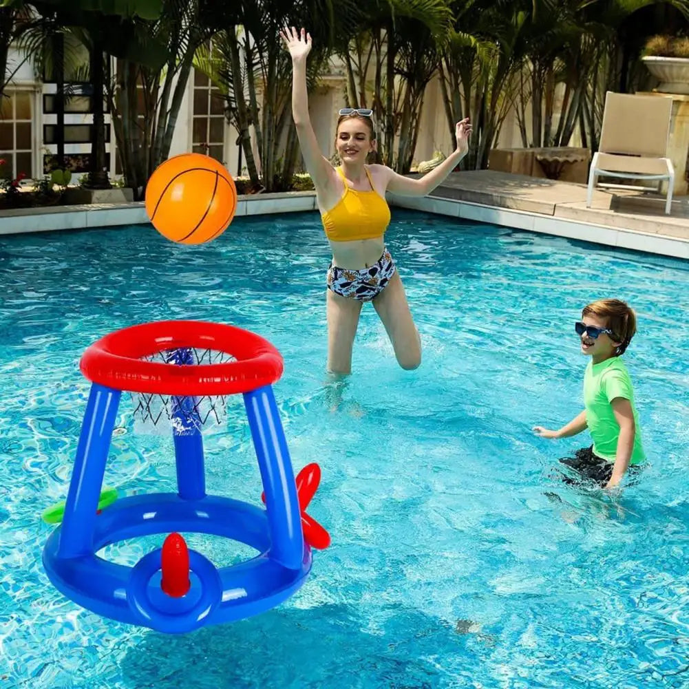 Inflatable Basketball Hoop Pool Floats Toy Set Floating Cross Ring Toss Toys for Kids Adults Swimming Pool Floating Toy Game Set Solmar