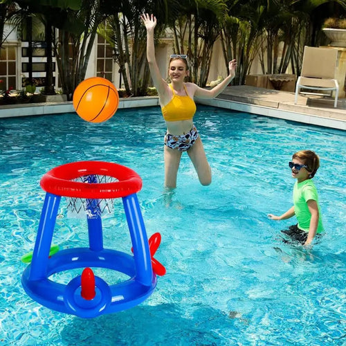 Inflatable Basketball Hoop Pool Floats Toy Set Floating Cross Ring Toss Toys for Kids Adults Swimming Pool Floating Toy Game Set Solmar