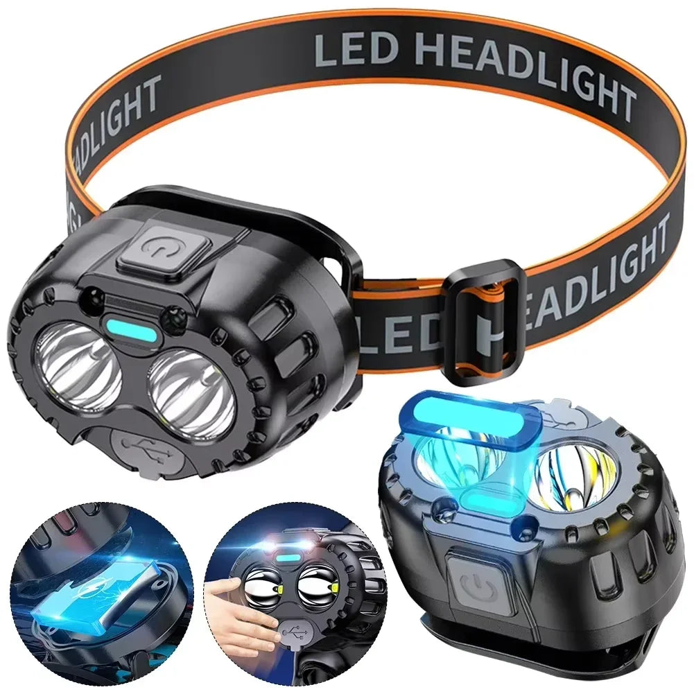 Powerful LED Headlamp IPX4 Waterproof Emergency Head Flashlight 250LM XPE LED Headlamp 500mAh for Outdoor Fishing Camping Hiking Solmar