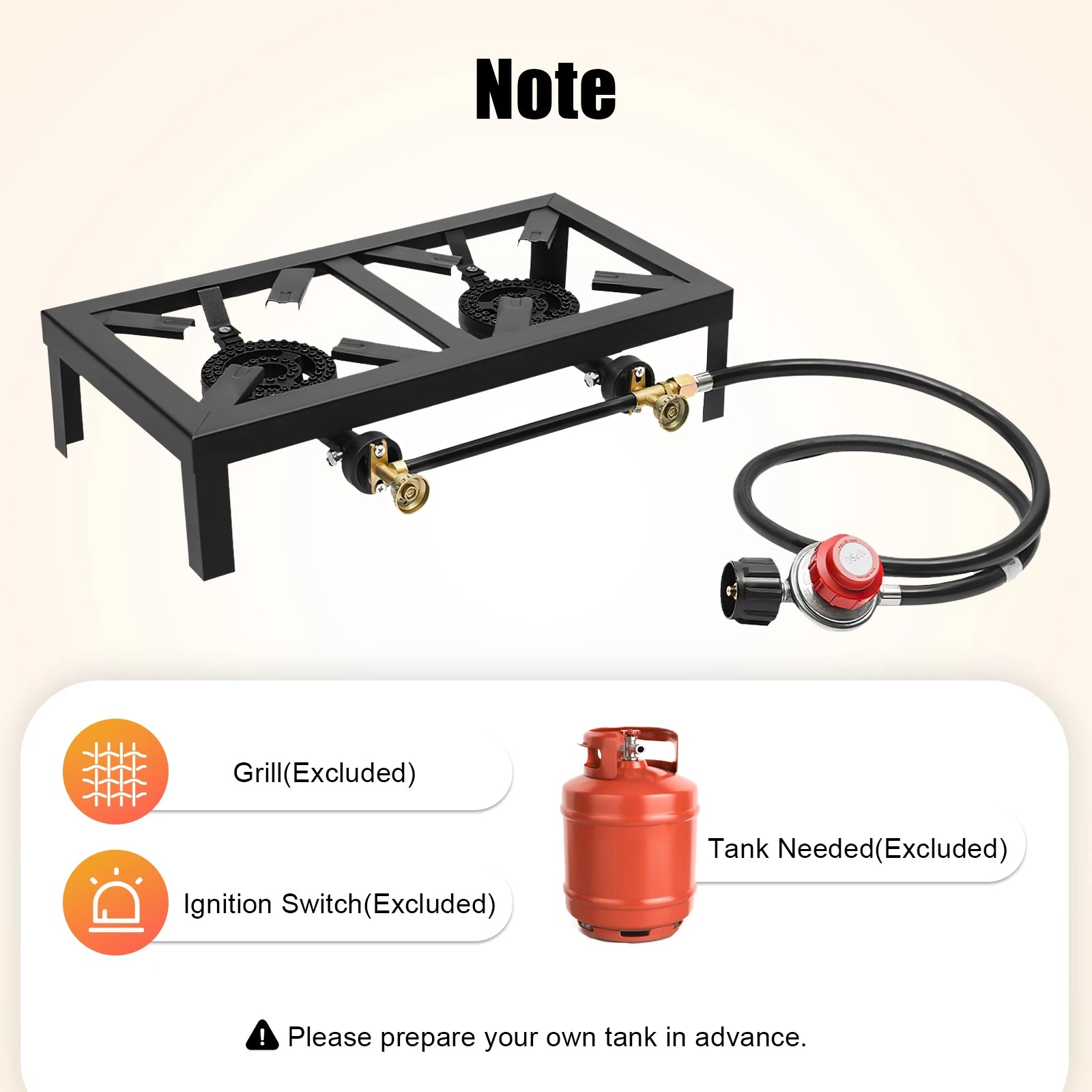 8000W Portable Double Burner Outdoor Gas Stove Propane Cooker with Adjustable 0-10Psi Regulator Hose for Patio Camping, BBQ Solmar