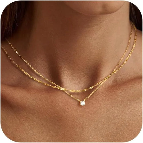 Diamond Necklaces for Women K Gold/Sterling Silver Choker Necklace Simple Gold Plated Jewelry Necklaces for Women Gifts Solmar
