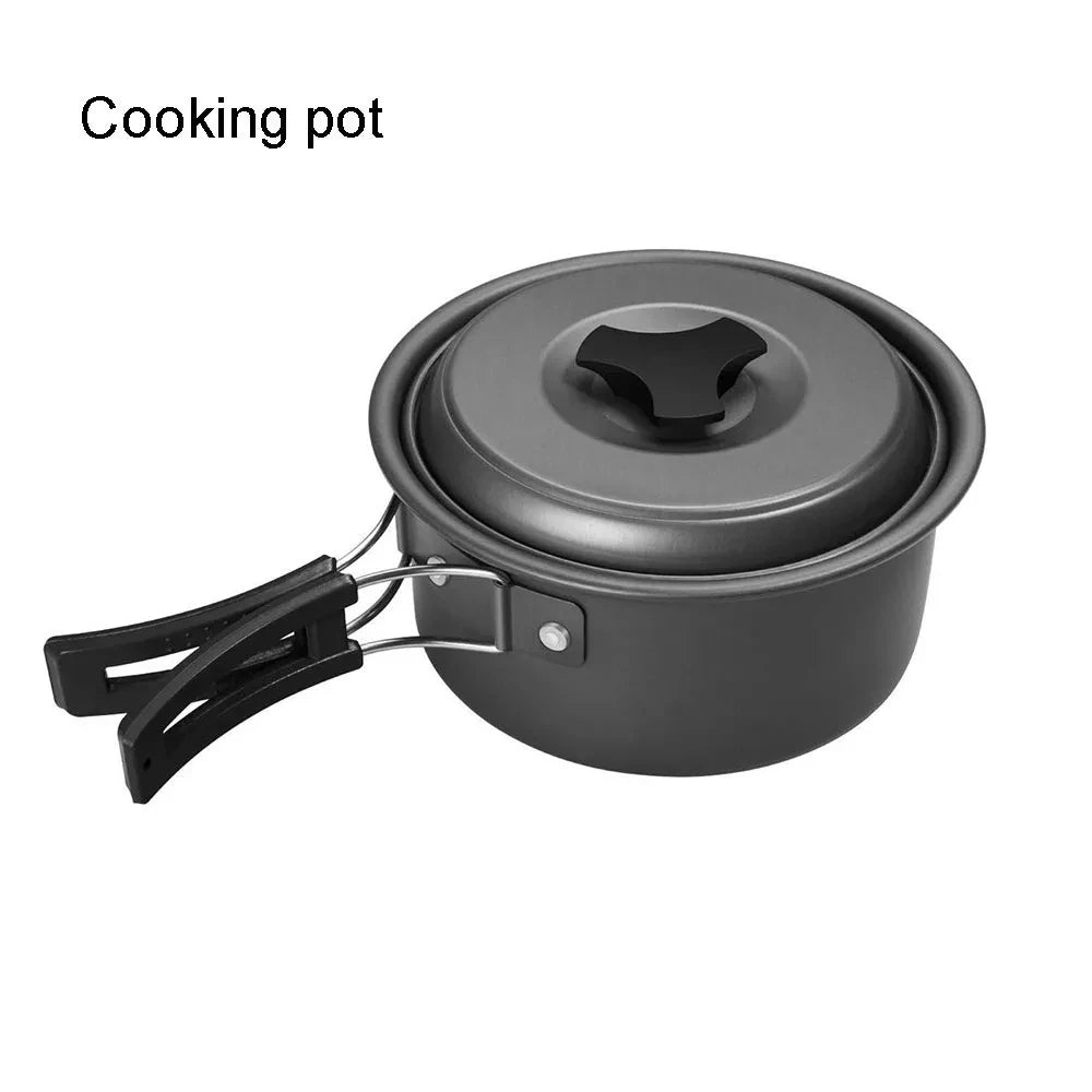Outdoor camping cookware set aluminum non stick pot portable outdoor tableware cookware cooking pot bowl hiking BBQ picnic Solmar