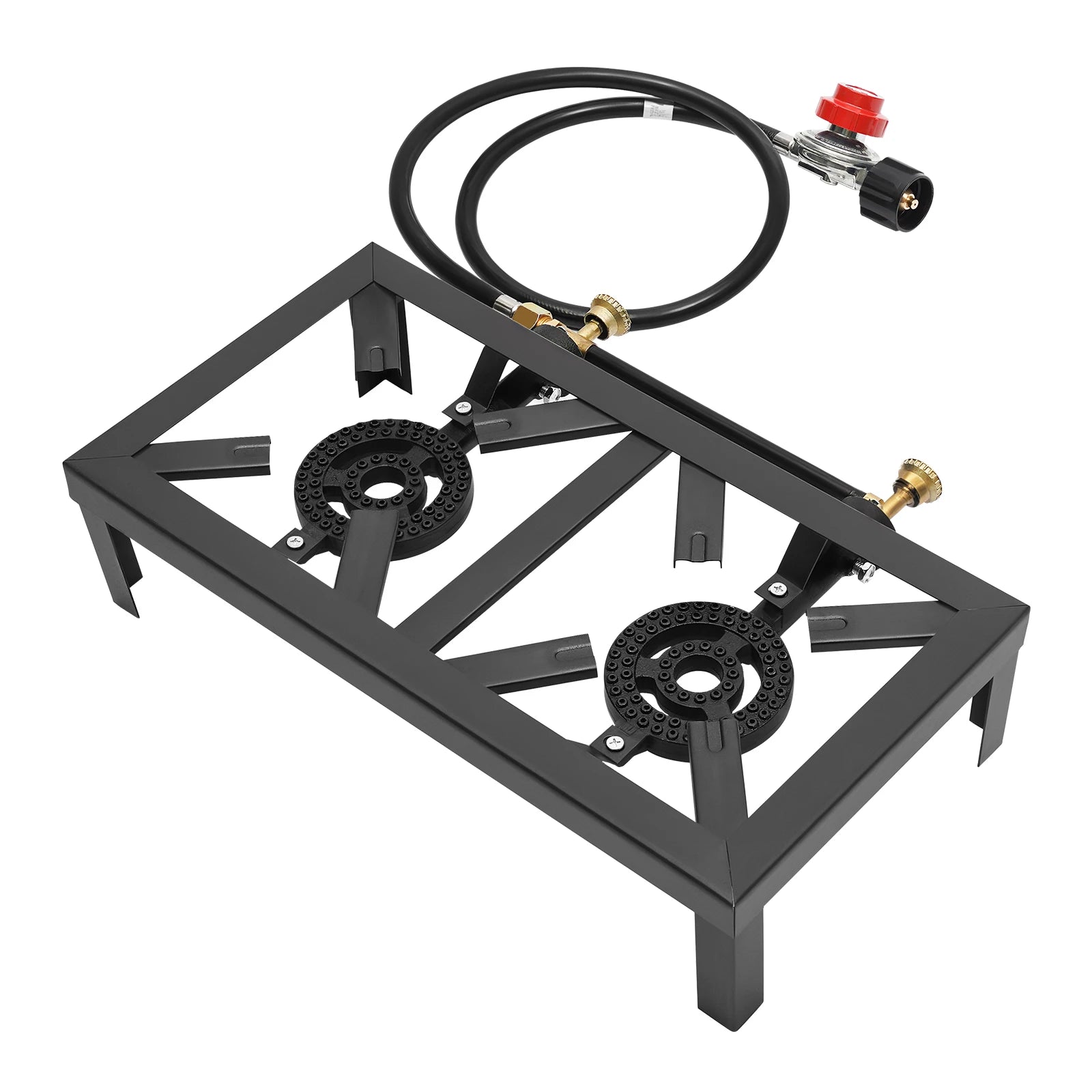 8000W Portable Double Burner Outdoor Gas Stove Propane Cooker with Adjustable 0-10Psi Regulator Hose for Patio Camping, BBQ Solmar