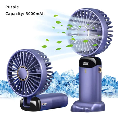5000mAh Portable Fan Rechargeable 90° Foldable 5 Speed Mini Air Conditioner Small Fan Air Cooler with LED Digital Display Solmar