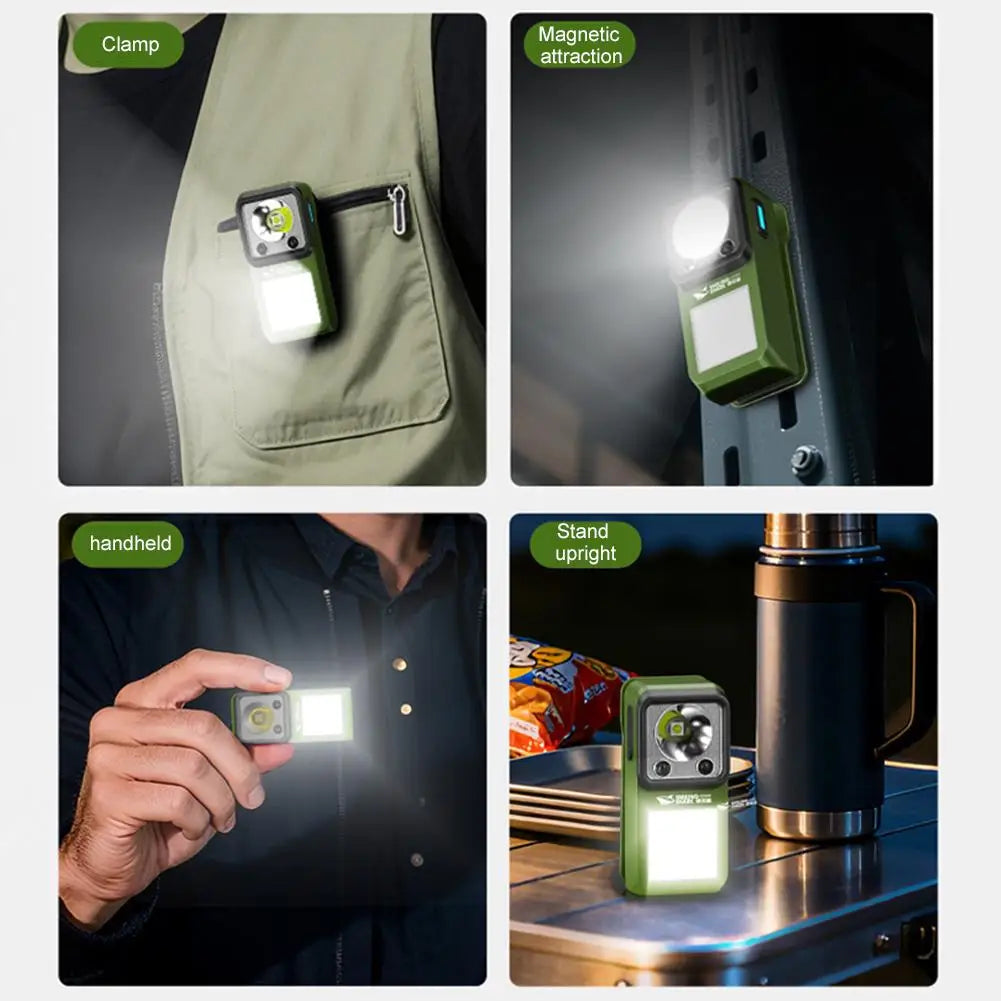 LED Magnetic Clamp Flashlight Work Emergenc Lamp Clip-on Rechargeable Outdoors Ultra-long-lasting Lighting Camping Hiking Light Solmar