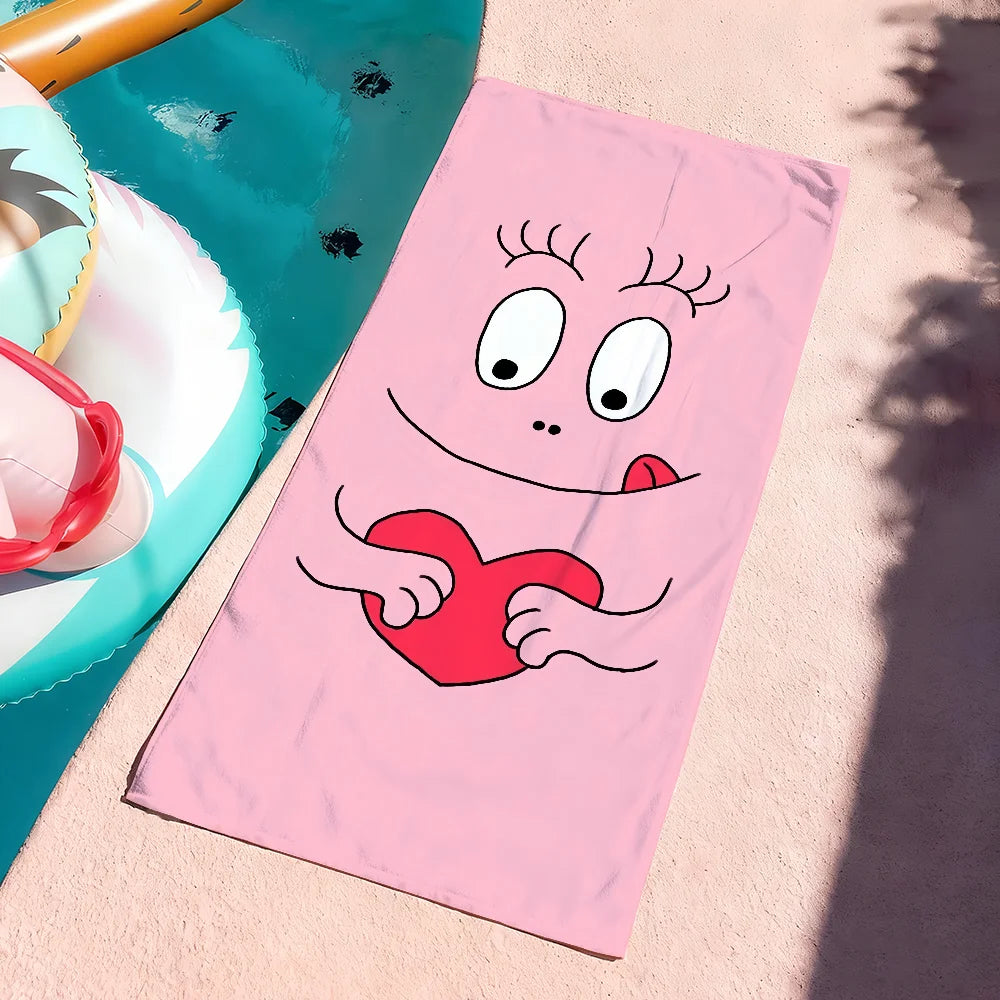 Cute B-Barbapapa Cartoon Towel Soft Pool Gift For Travel Gym Shower Camping Quick Dry Sports Large Beach Towel Solmar