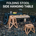 Outdoor Multifunctional Folding Table And Stool Set, Grid Barbecue Table Side Hanging Table Camping Portable Iron Storage Rack Solmar
