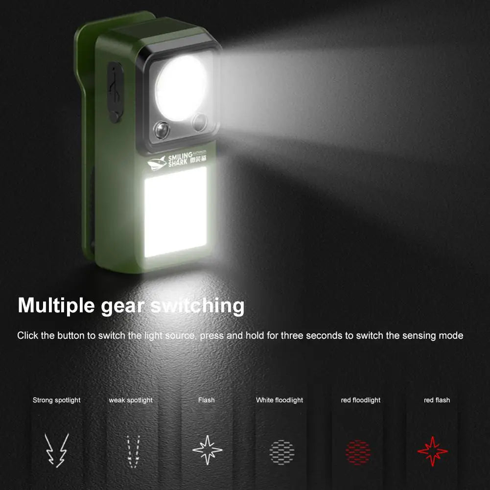 LED Magnetic Clamp Flashlight Work Emergenc Lamp Clip-on Rechargeable Outdoors Ultra-long-lasting Lighting Camping Hiking Light Solmar