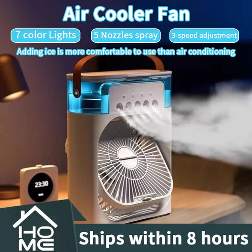New 3 In 1 Fan AIr Conditioner Household Small Air Cooler LED Night Light Portable Humidifier Air Adjustment Fan Office Home Fan Solmar