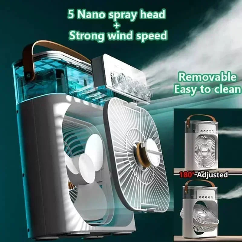 New 3 In 1 Fan AIr Conditioner Household Small Air Cooler LED Night Light Portable Humidifier Air Adjustment Fan Office Home Fan Solmar