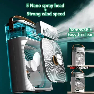 New 3 In 1 Fan AIr Conditioner Household Small Air Cooler LED Night Light Portable Humidifier Air Adjustment Fan Office Home Fan Solmar
