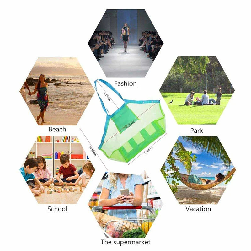 Children Sand Away Protable Mesh Bag Kids Bath Toys Storage Bags Swimming Large Beach Bag for Towels Women Cosmetic Makeup Bag Solmar