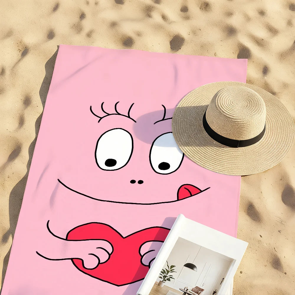 Cute B-Barbapapa Cartoon Towel Soft Pool Gift For Travel Gym Shower Camping Quick Dry Sports Large Beach Towel Solmar