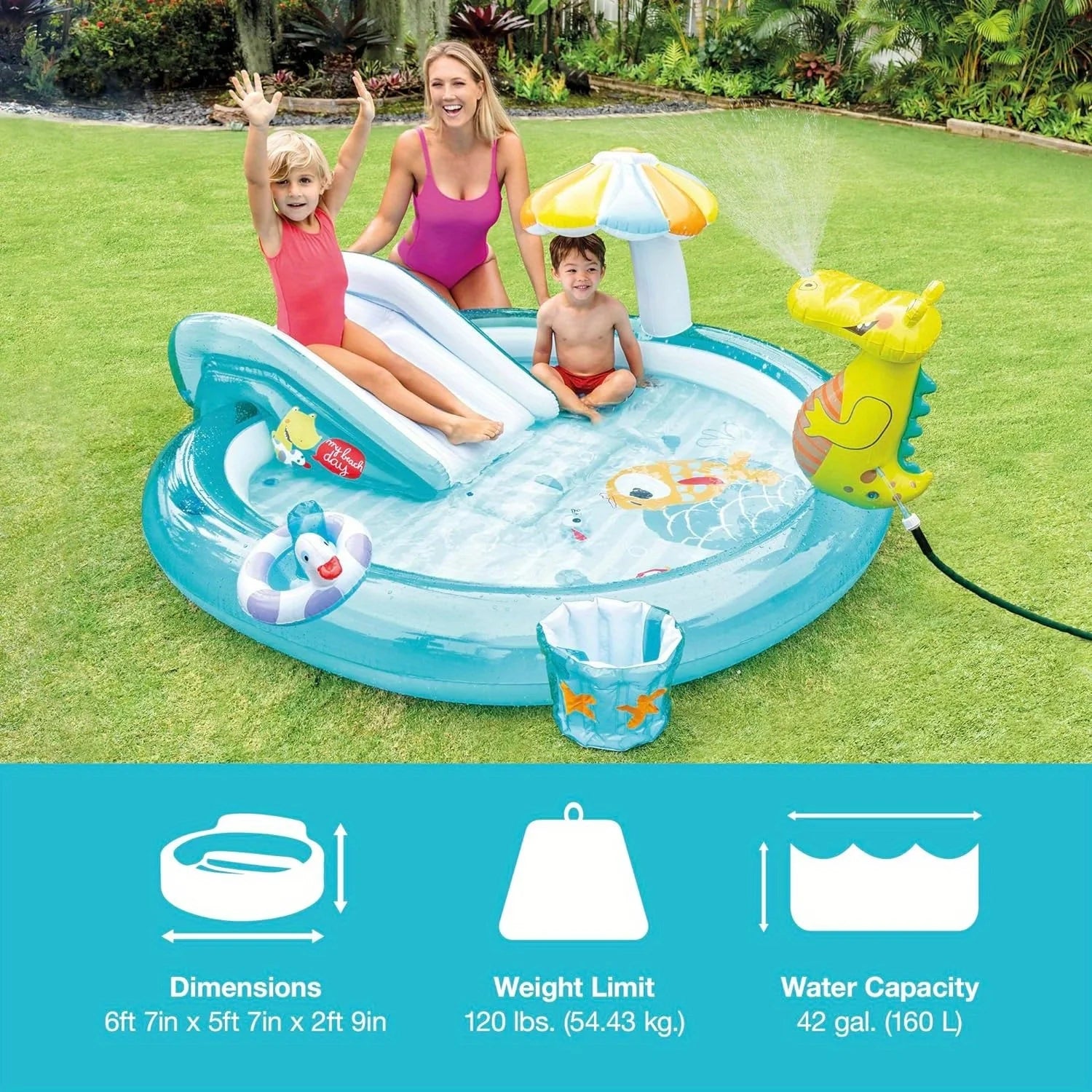 Children's paddling pool, crocodile inflatable pool with slide, crawling pool, fish fishing Solmar