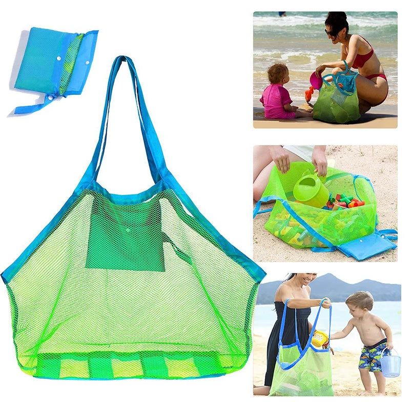 Children Sand Away Protable Mesh Bag Kids Bath Toys Storage Bags Swimming Large Beach Bag for Towels Women Cosmetic Makeup Bag Solmar
