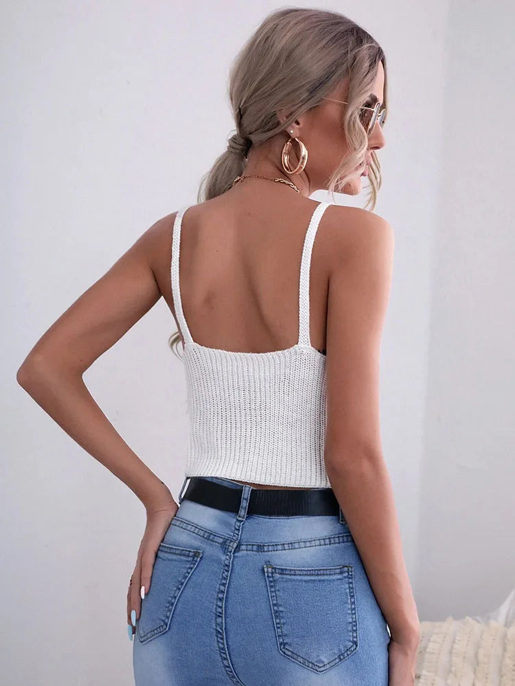 Fashionable and elegant solid color camisole, summer knitted sweater, irregular top, women's clothing Solmar