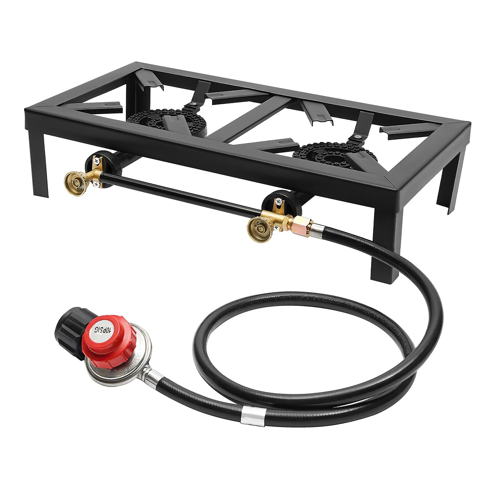 8000W Portable Double Burner Outdoor Gas Stove Propane Cooker with Adjustable 0-10Psi Regulator Hose for Patio Camping, BBQ Solmar