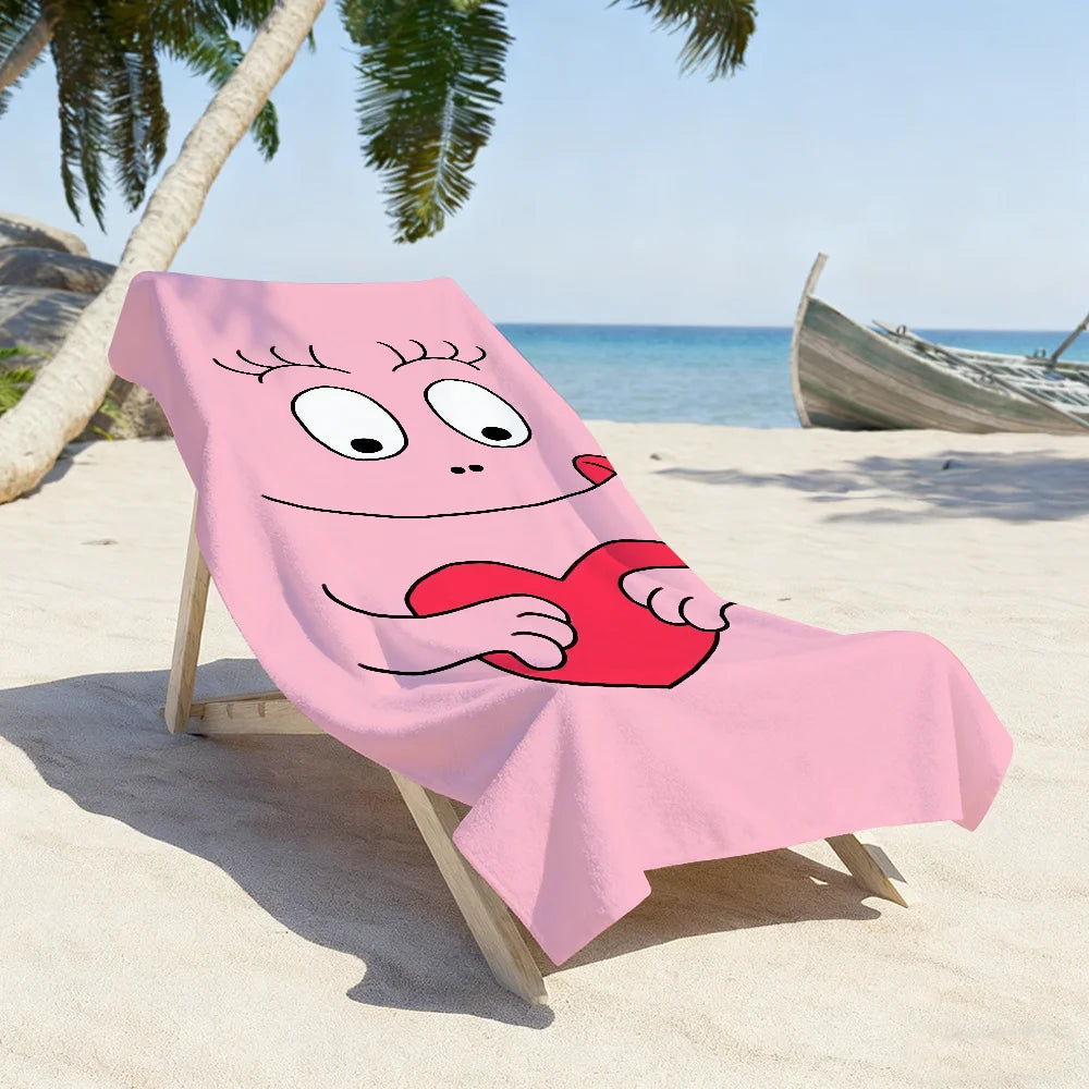 Cute B-Barbapapa Cartoon Towel Soft Pool Gift For Travel Gym Shower Camping Quick Dry Sports Large Beach Towel Solmar