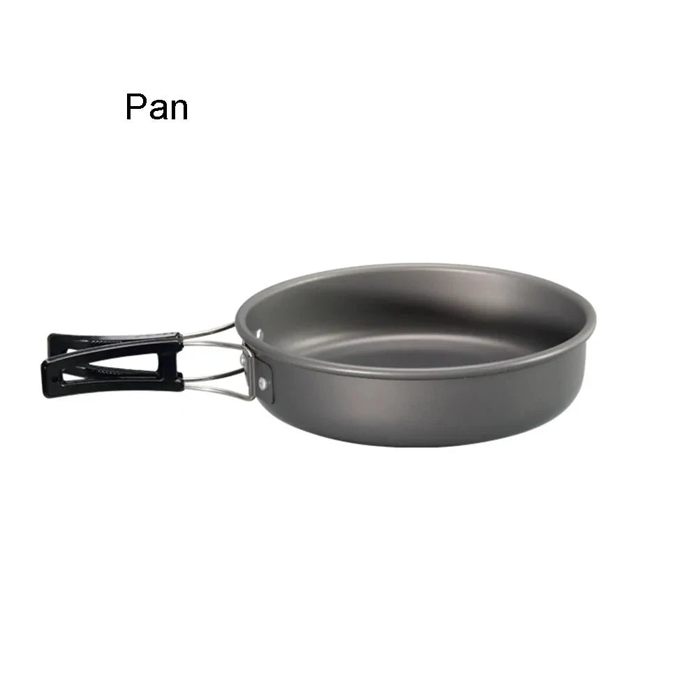 Outdoor camping cookware set aluminum non stick pot portable outdoor tableware cookware cooking pot bowl hiking BBQ picnic Solmar